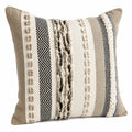 Coussin décoratif 45 x 45 cm tissu tissé beige écru noir pour canapé style bohème