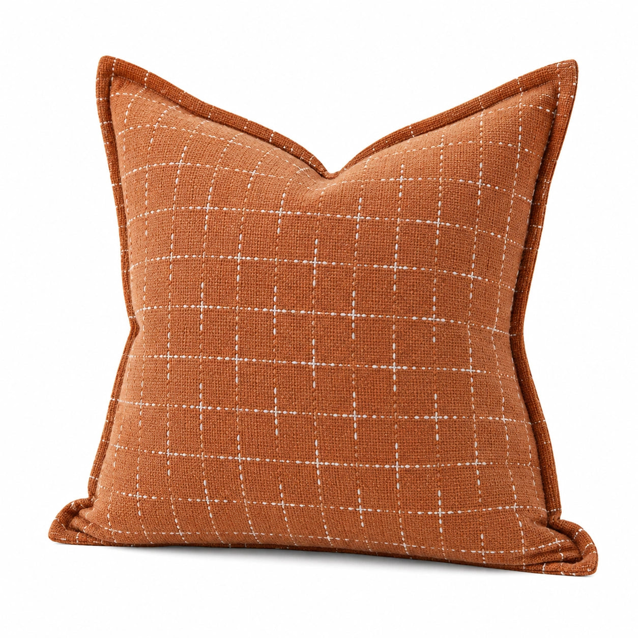Coussin décoratif 45 x 45 cm en textile terracotta à carreaux pour canapé style contemporain