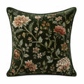 Coussin décoratif 45 x 45 cm en velours vert foncé à motif floral