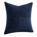 Coussin décoratif 45 x 45 cm en polyester bleu marine à relief côtelé