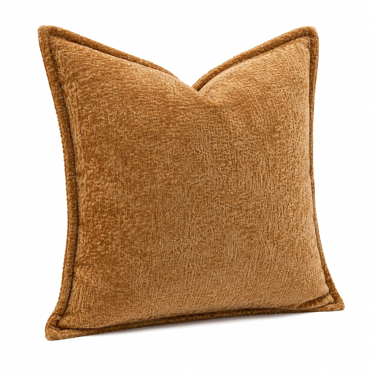 Coussin décoratif 45 x 45 cm en polyester camel texture douce