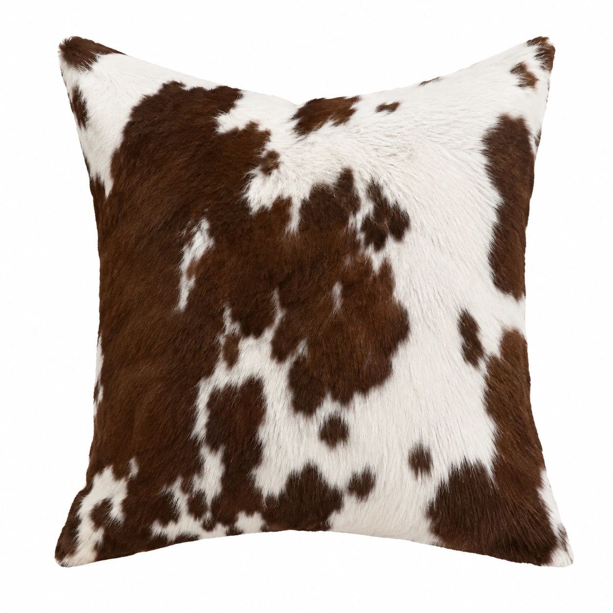 Coussin décoratif 45 x 45 cm aspect peau marron blanc style rustique