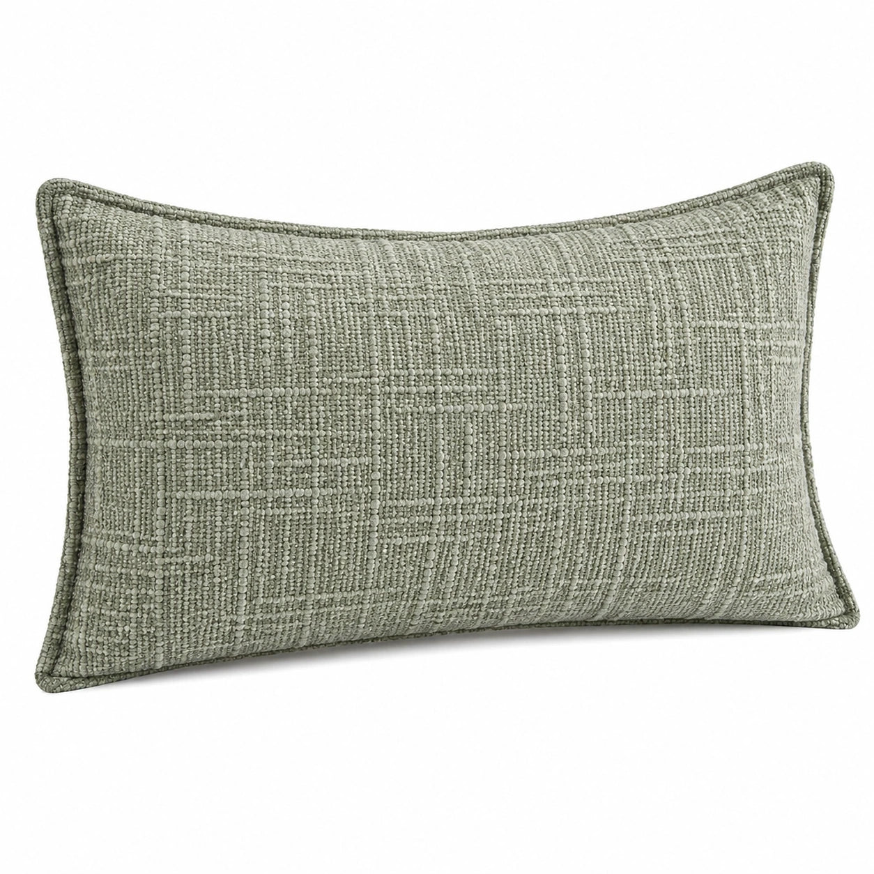 Coussin décoratif 50 x 35 cm textile tissé vert sauge style texturé