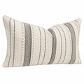 Coussin décoratif 50 x 30 cm tissu tissé écru et noir à rayures style bohème
