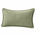 Coussin décoratif 50 x 30 cm textile vert sauge à relief tressé