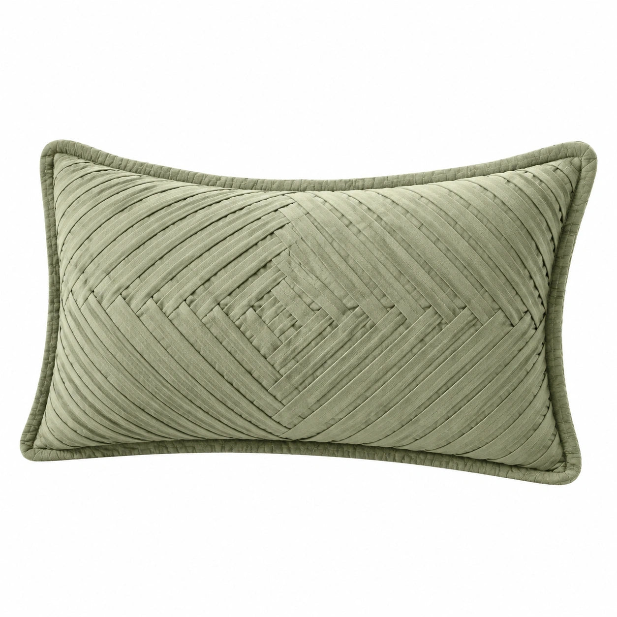 Coussin décoratif 50 x 30 cm textile vert sauge à relief tressé