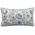 Coussin décoratif 50 x 30 cm en tissu beige bleu à motif floral style classique