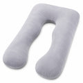 Coussin de grossesse en U 140 cm gris en tissu doux soutien du corps