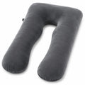 Oreiller de grossesse 135 cm en velours gris en U - soutien du corps