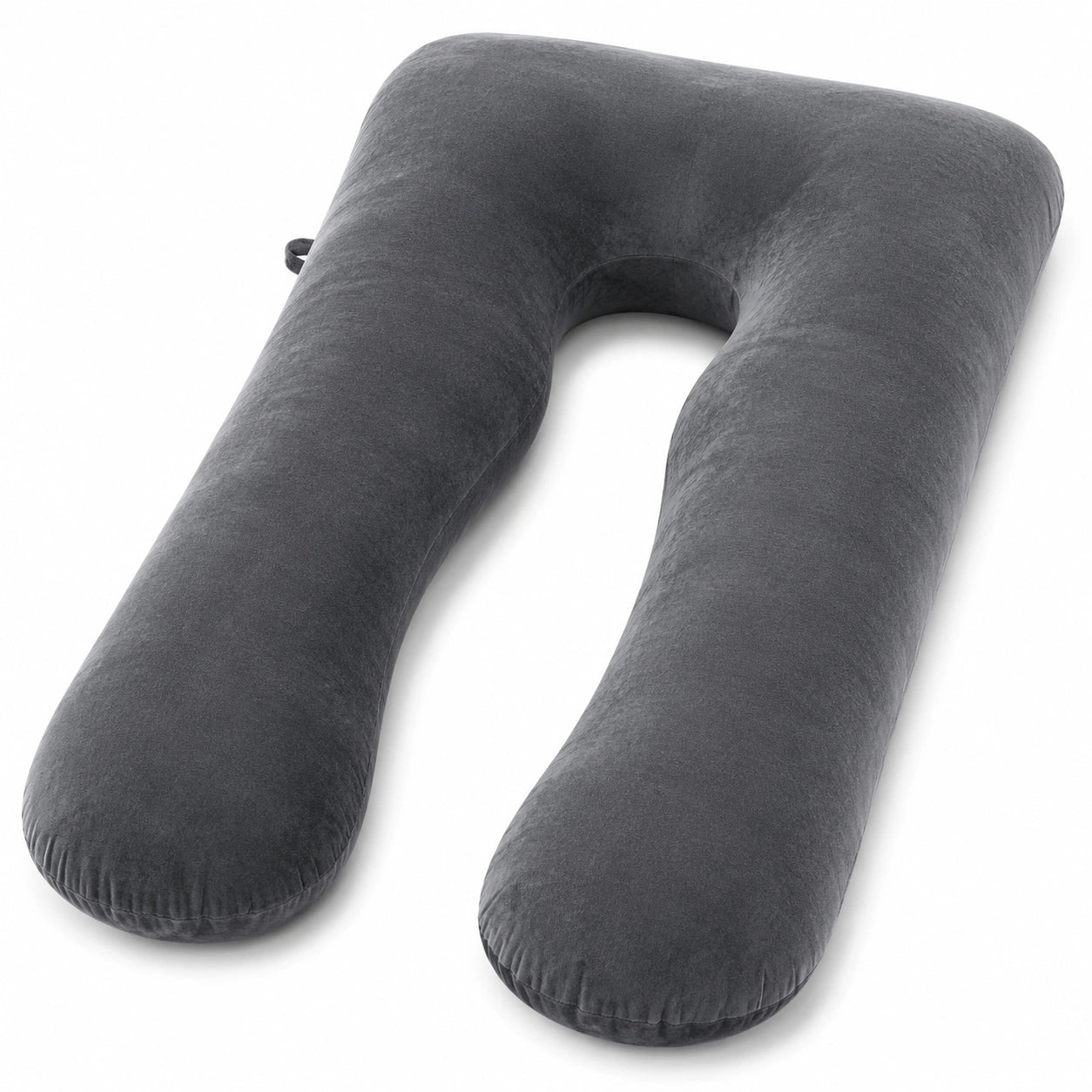 Oreiller de grossesse 135 cm en velours gris en U - soutien du corps