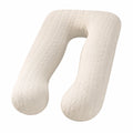 Coussin de grossesse en U 70 cm écru en tissu tricoté soutien corporel