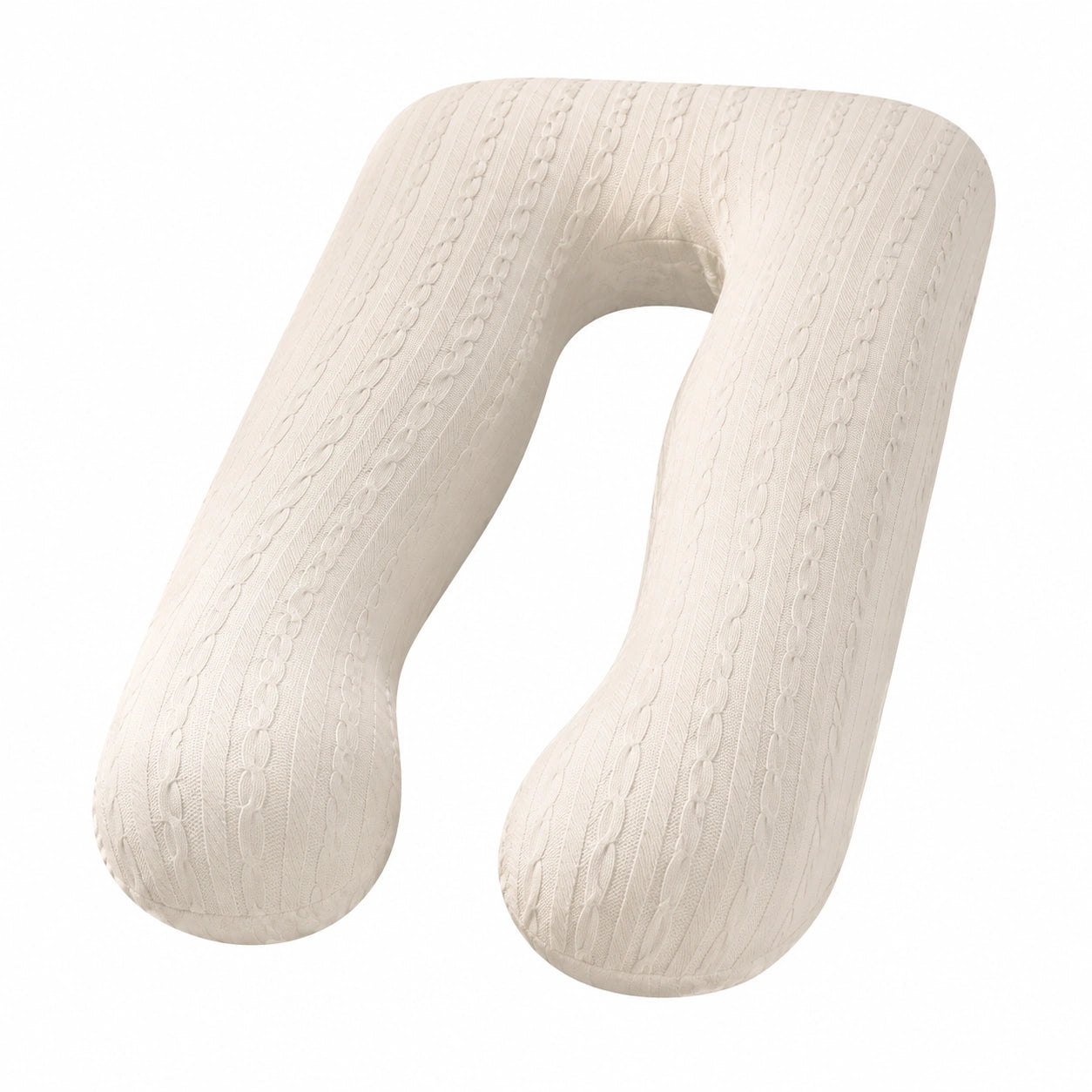 Coussin de grossesse en U 70 cm écru en tissu tricoté soutien corporel