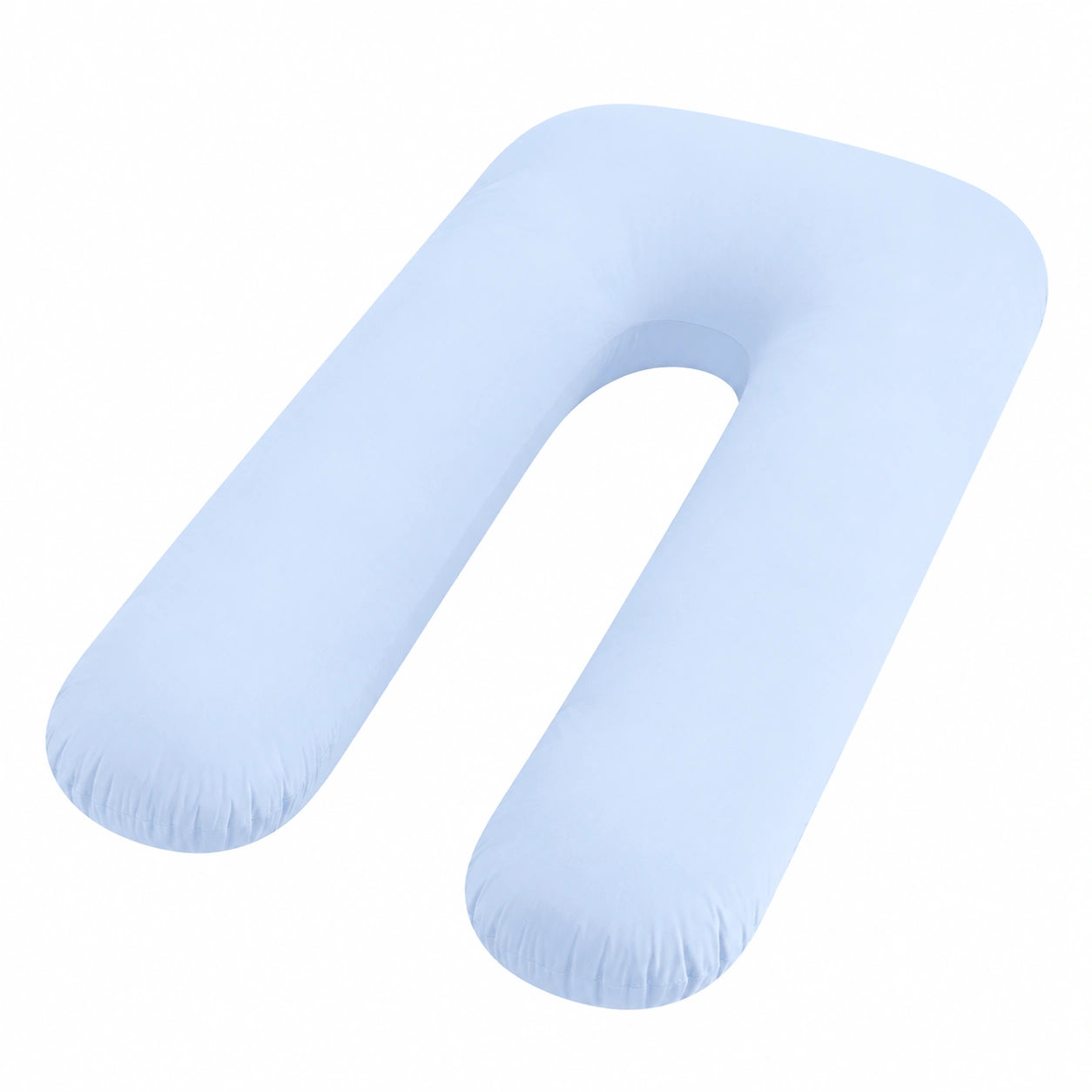 Coussin de grossesse en U 140 cm textile bleu clair soutien enveloppant