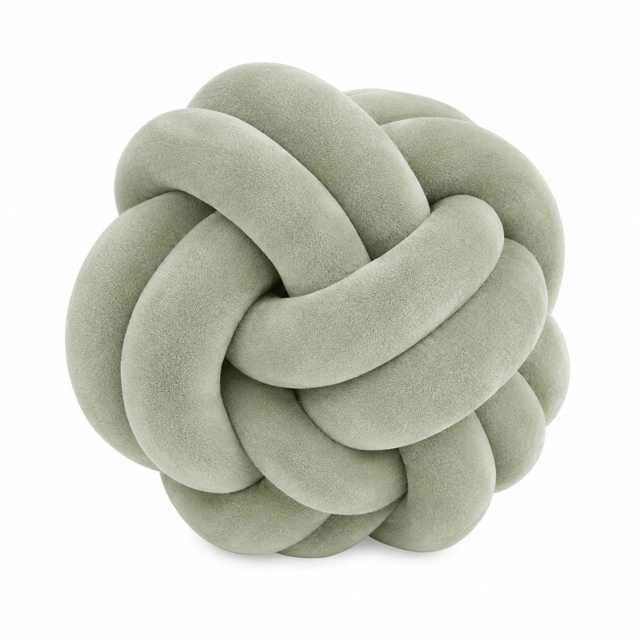 Coussin décoratif noué 30 cm en textile vert sauge doux