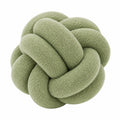 Coussin décoratif noué 30 cm en polyester bouclette vert sauge style sculptural