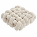Coussin noué 35 x 35 cm en polyester beige pour décoration intérieure style tressé