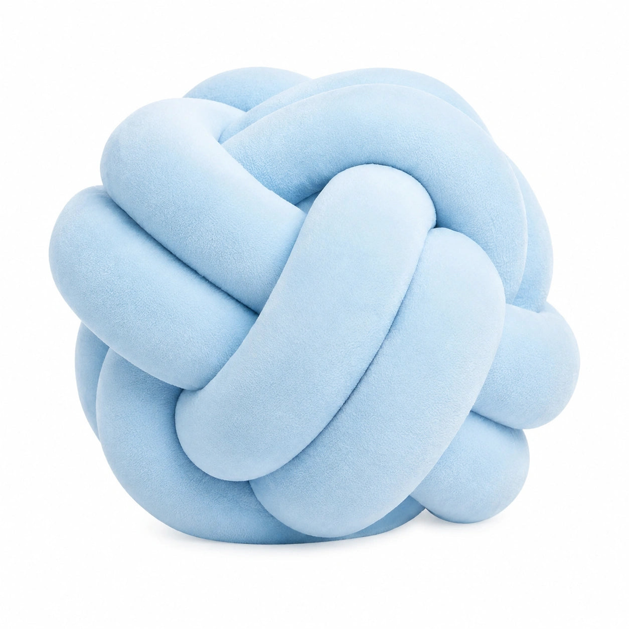 Coussin décoratif nœud 30 x 30 cm en tissu peluche bleu clair doux