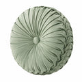 Coussin décoratif rond 40 cm en velours vert sauge plissé