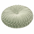Coussin décoratif rond 45 cm en velours vert sauge à plis
