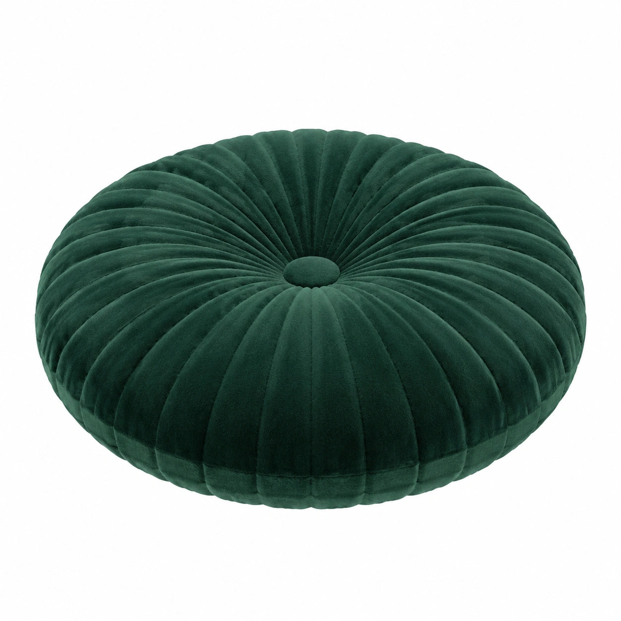 Coussin rond 60 cm en velours vert foncé pour assise plissée