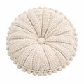 Coussin rond 40 cm en tissu bouclette écru décoratif texturé
