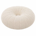 Coussin rond 80 cm en tissu bouclette écru pour assise style contemporain