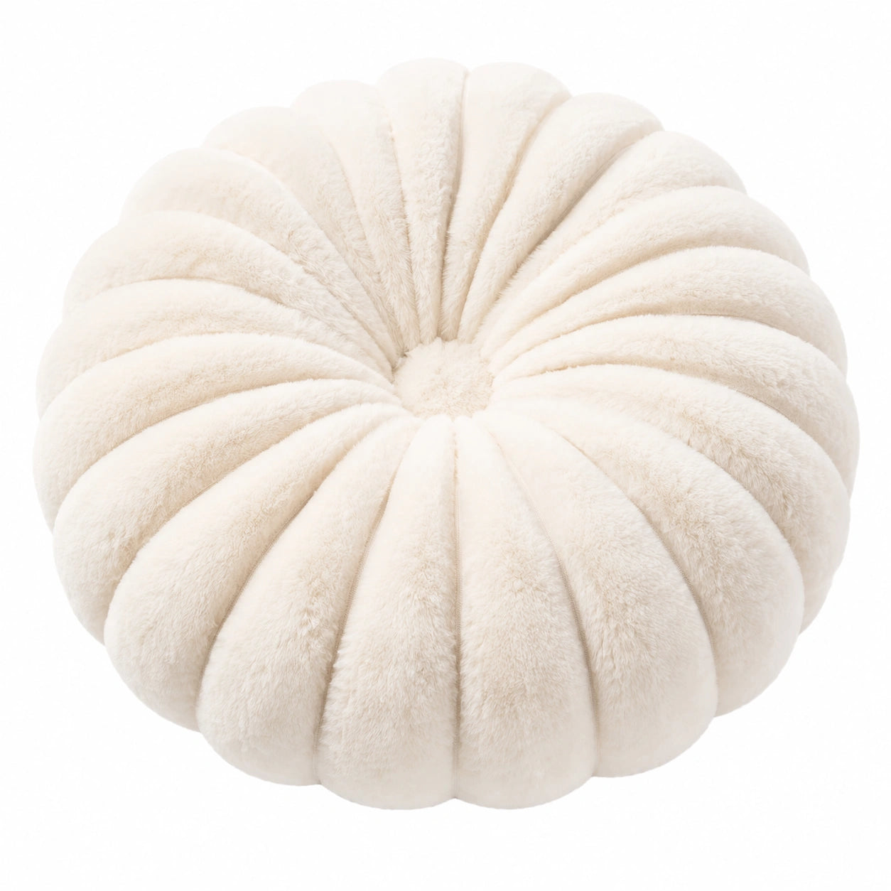 Coussin rond 40 cm en polyester crème décoratif style fleur