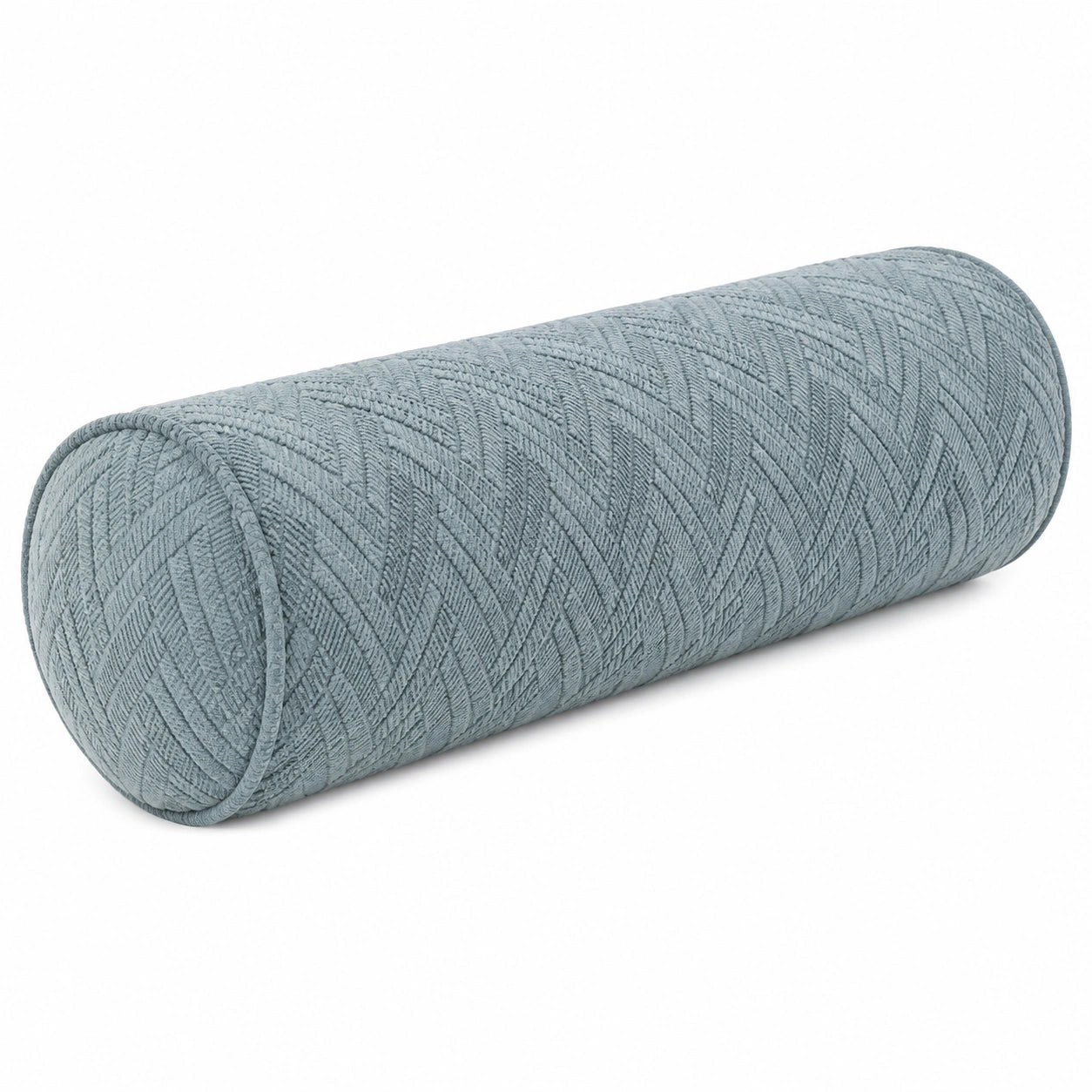 Coussin traversin 20 x 50 cm textile bleu gris à relief pour canapé et lit