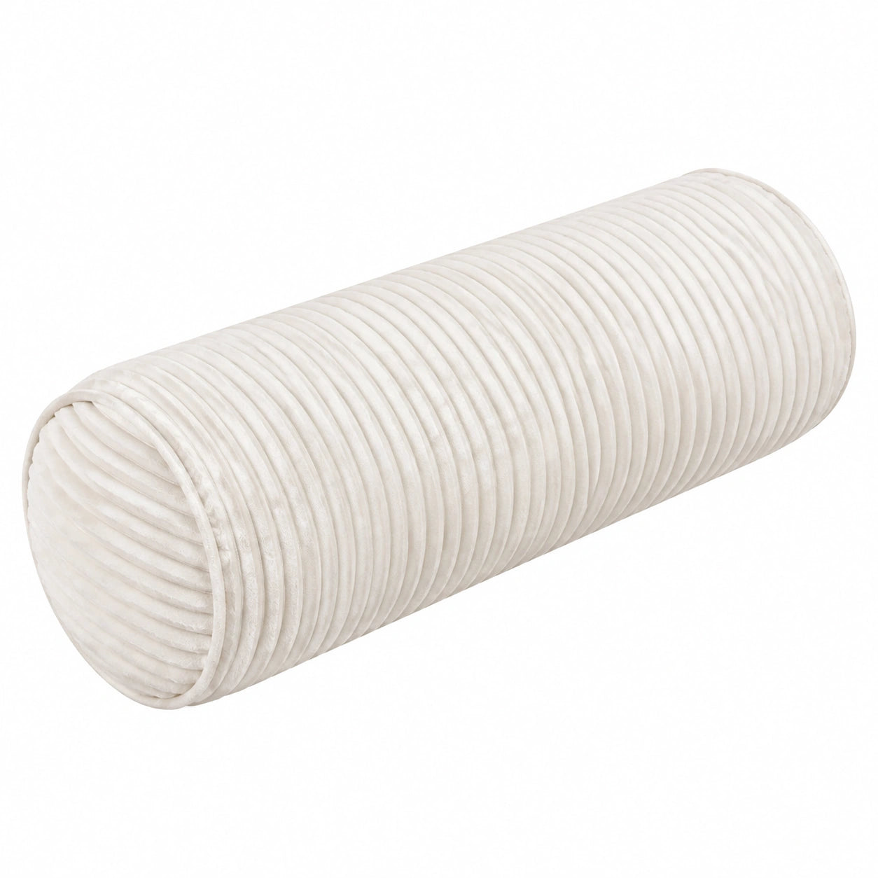 Coussin traversin cylindrique 20 x 60 cm en polyester blanc côtelé - soutien décoratif