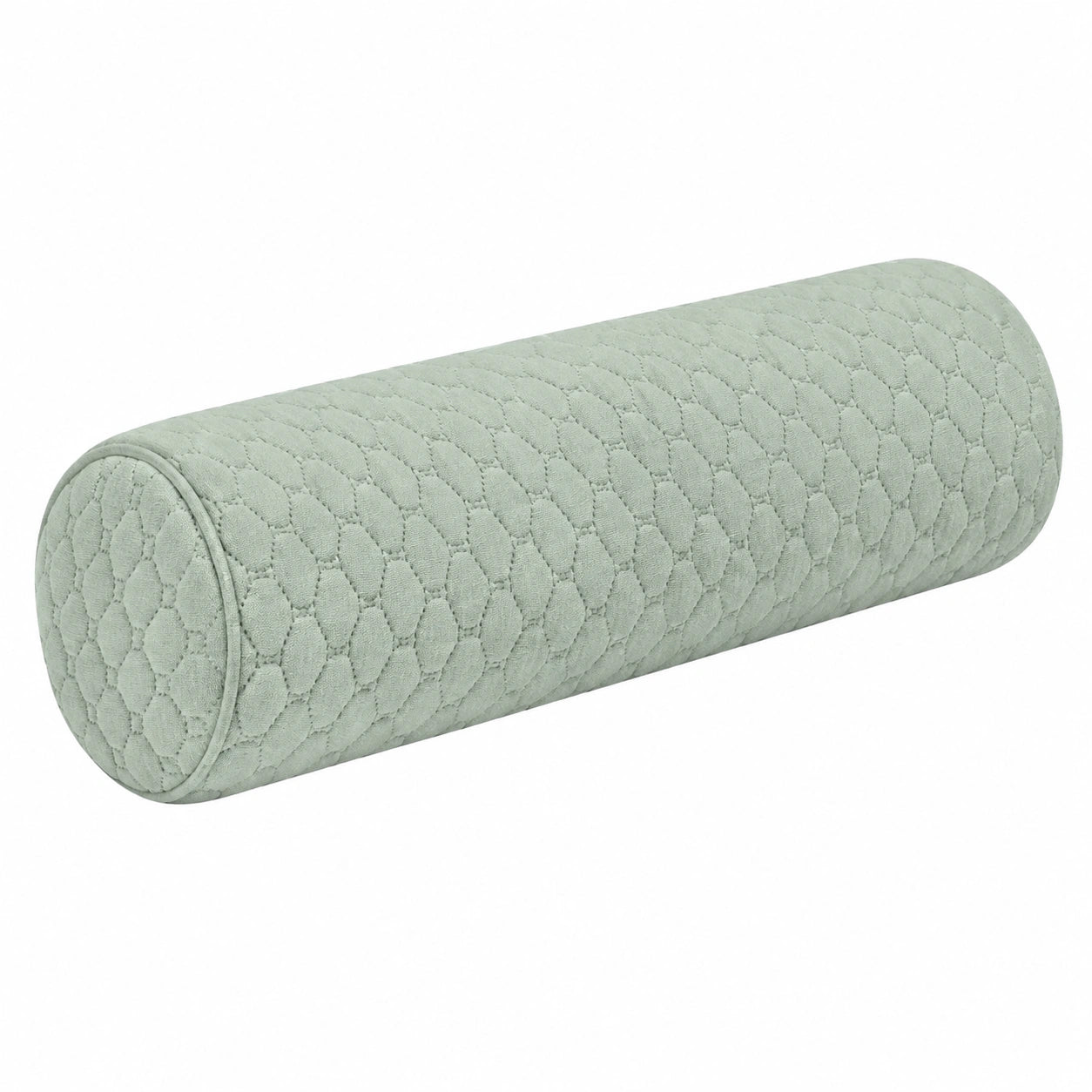 Coussin traversin 15 x 45 cm en tissu matelassé vert sauge pour soutien décoratif